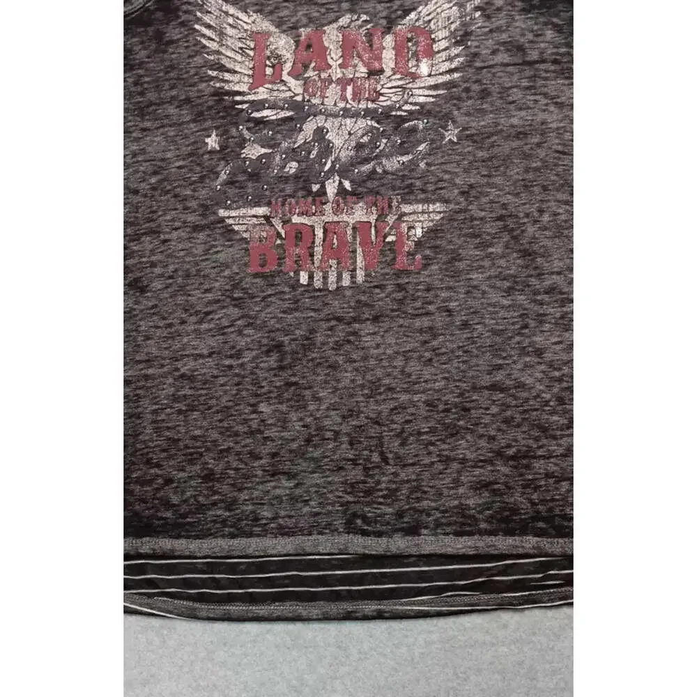 Maurices Burnout Sleeveless Top Womens Size S "Land Of The Free" Lace Patriotic - Picture 5 of 11